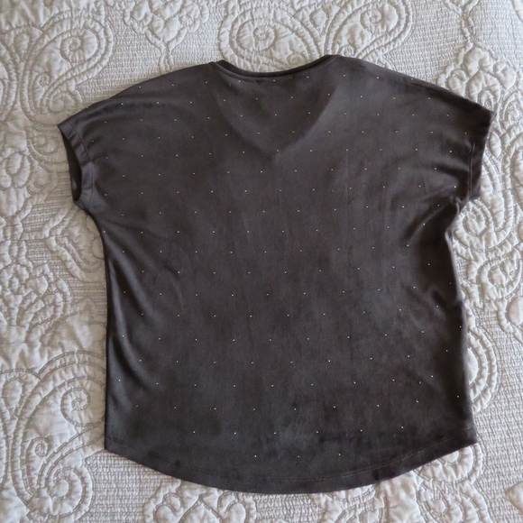 Loft silver studded black velvet tee, XSP - Picture 3 of 4
